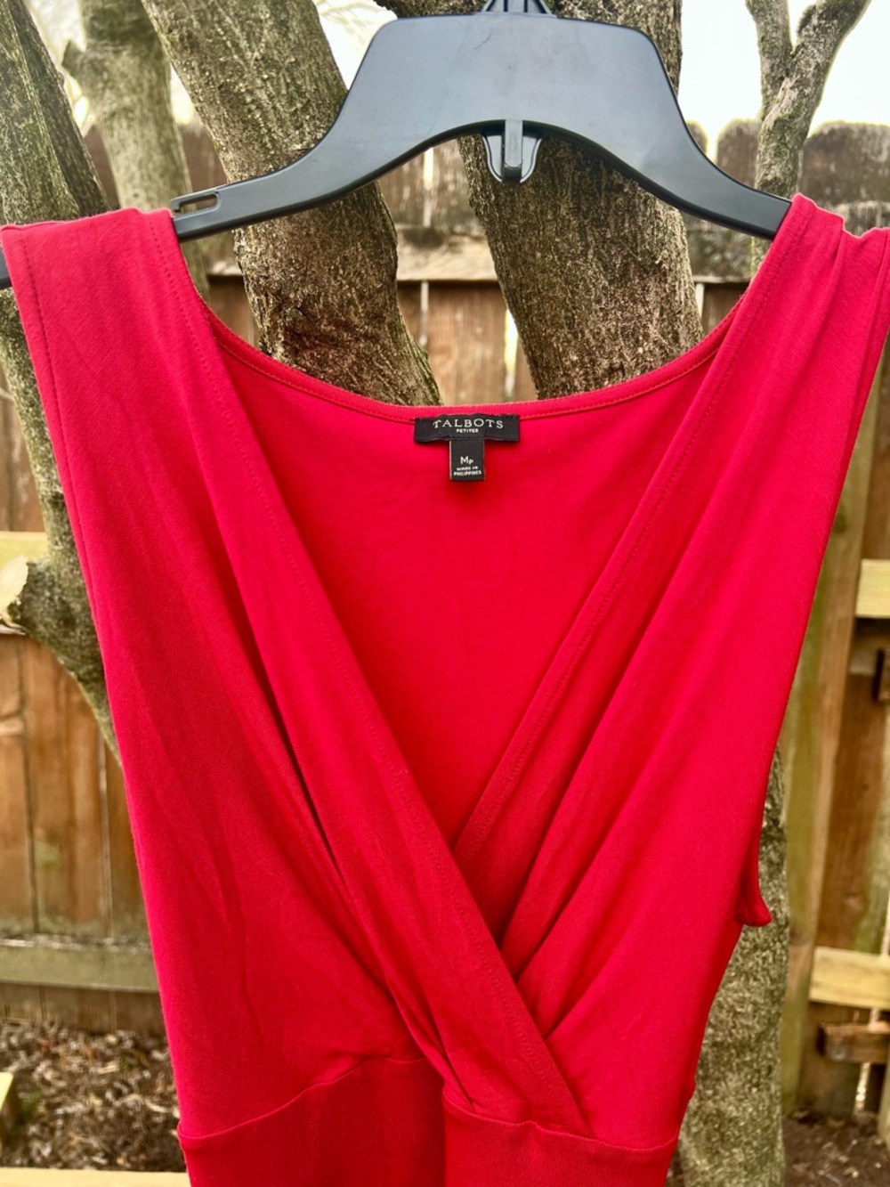 NWOT Elegant Flowy Talbots Petites Red Belted Surplice Dress Sleeveless MP Chic - Picture 5 of 17